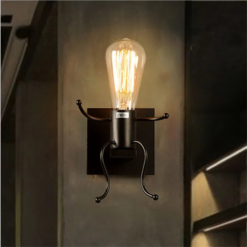 Afralia™ Cartoon Doll Wall Sconce: Modern Iron Art Light for Kids Room