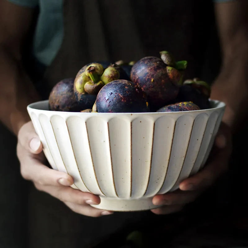 Afralia™ Porcelain Ramen Bowl - Handmade Ceramic Noodle Bowl - Floral Pattern - Eco-Friendly