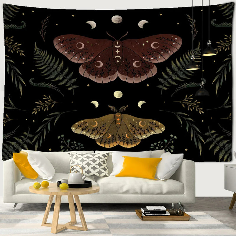 Afralia™ Moon Phase Mandala Flower Tapestry: Bohemian Room Decor Art