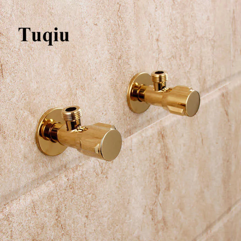 Afralia™ Gold Solid Brass Wall Mount Triangle Valve for Faucet and Toilet