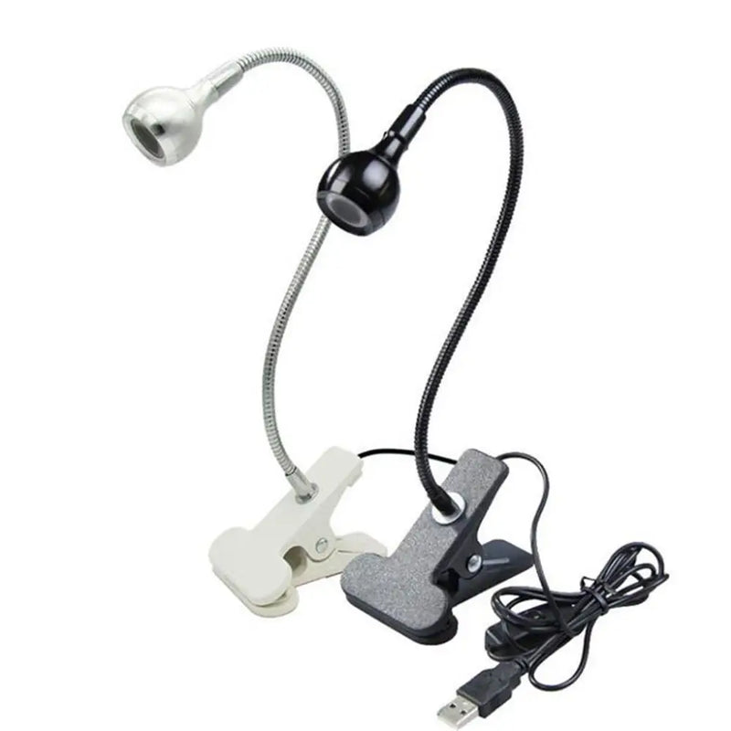 Afralia™ LED Book Light Black Silver Clip-On Desk Lamp Flexible Reading Lamp