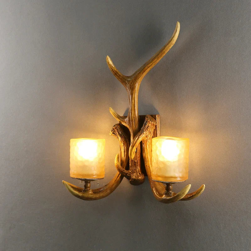 Afralia™ Retro Antlers Wall Lamp Deer Decor Wall Lights for Living Room Bar Bedroom Dining Room