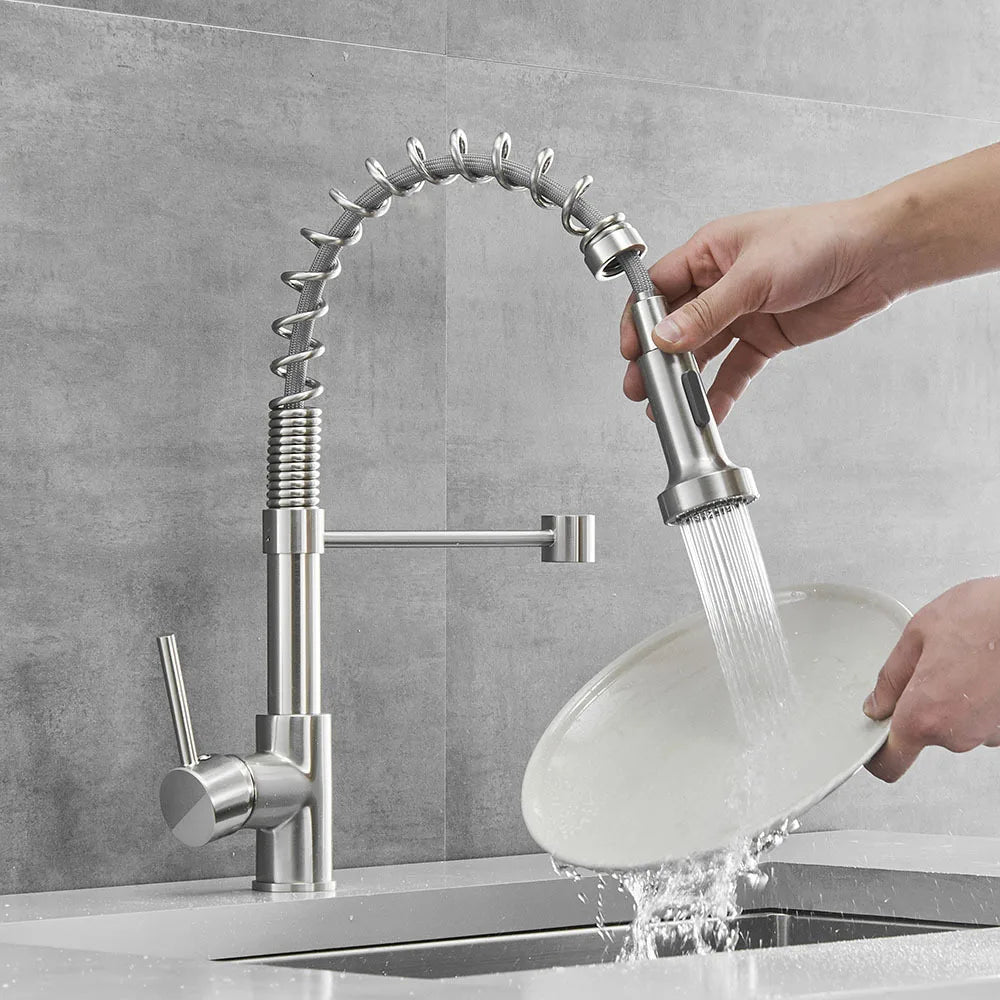 Afralia™ Kitchen Faucet: Nickel Sink Mixer, Chrome Vanity Tap, Rotating Faucet for Modern Homes