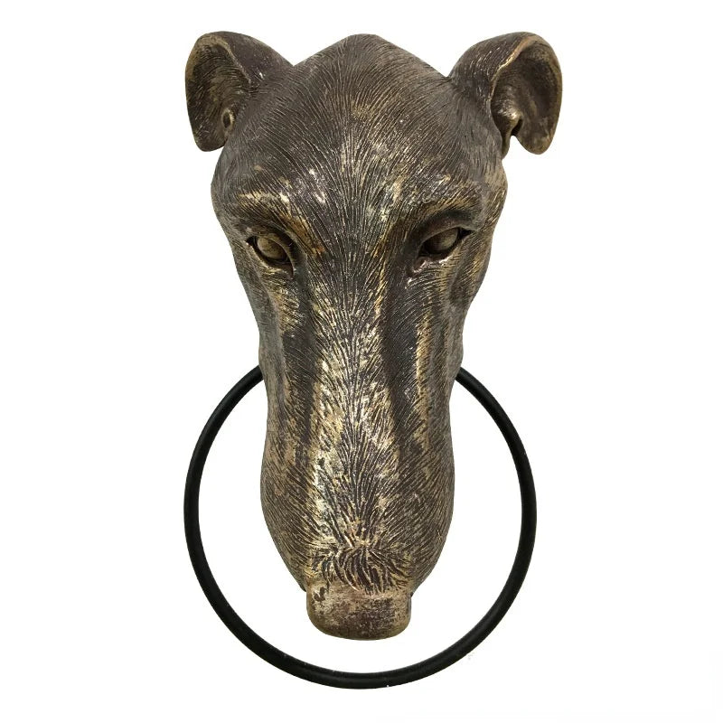 Afralia™ Dog Head Door Knocker Pendant Resin Wall Decoration, Courtyard Crafts