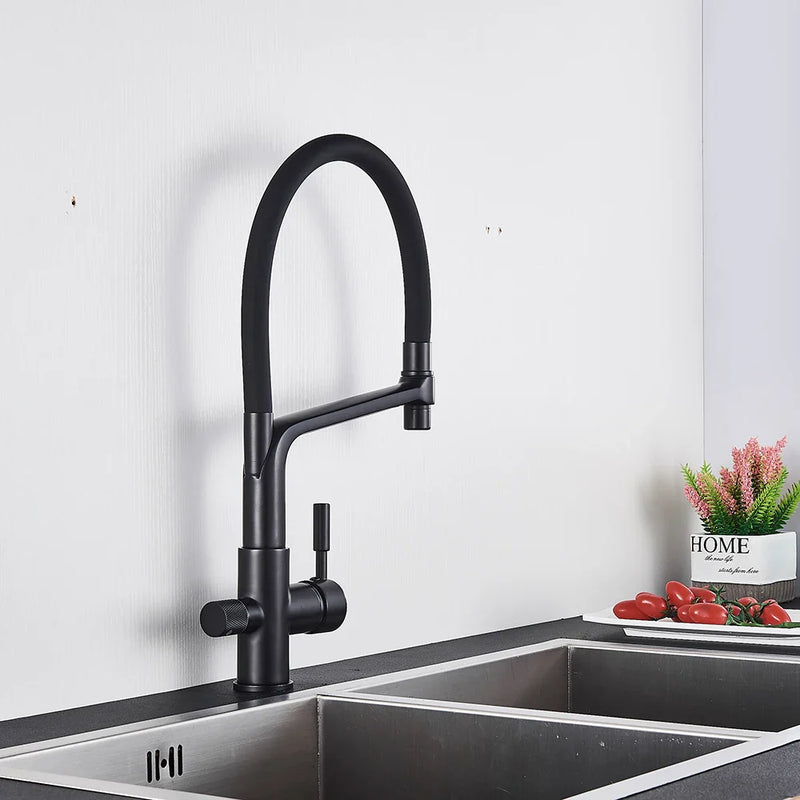 Afralia™ Black Water Filter Kitchen Faucet Hot Cold Water Mixer Tap 4 Colors