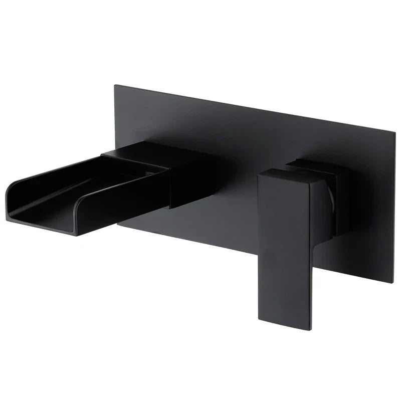Afralia™ Blanoir Black Chrome Waterfall Basin Mixer Tap Set