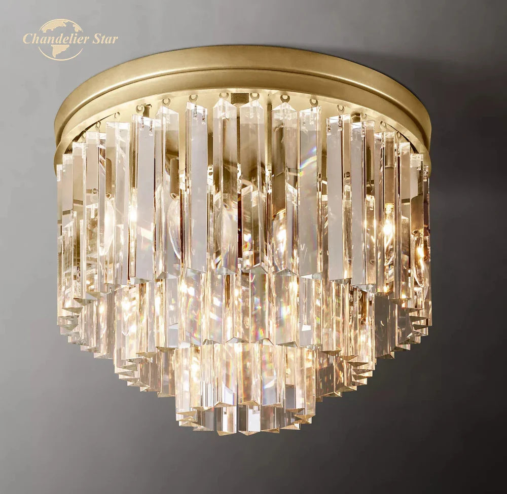 Afralia™ Crystal Flushmount Chandelier - Modern Ceiling Light for Living Room