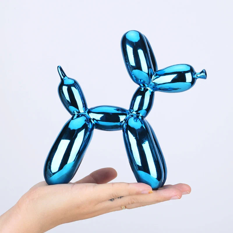 Afralia™ Shiny Balloon Dog Resin Sculpture for Home Decor and Lucky Gifts