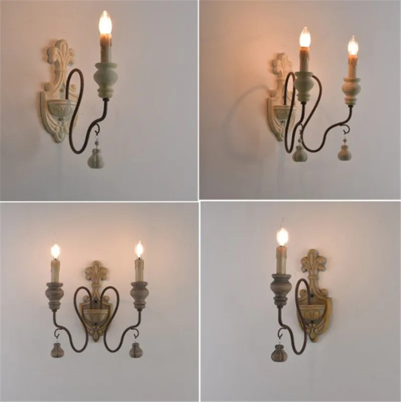 Afralia™ Rustic Iron Fixtures Wall Lamp - Vintage Wood Indoor Sconces