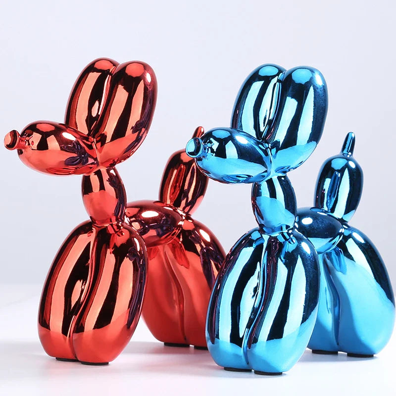 Afralia™ Shiny Balloon Dog Resin Sculpture for Home Decor and Lucky Gifts