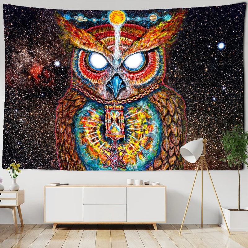 Afralia™ Psychedelic Owl Tapestry Wall Hanging for Colorful Hippie Bohemian Home Decor