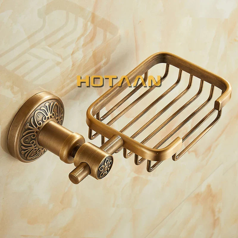 Afralia™ Antique Brass Bathroom Soap Basket Wall Mounted Soap Dish Holder