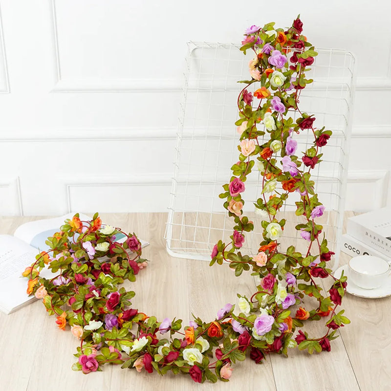 Afralia™ Rose Artificial Garland: Wedding Home Decor, Fake Plant Vine for DIY, Spring Autumn