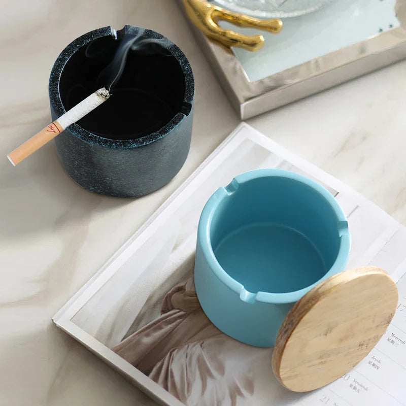 Afralia™ Resin Portable Ashtray with Lid - Indoor Outdoor Smokeless Ashtray Holder Home Decor