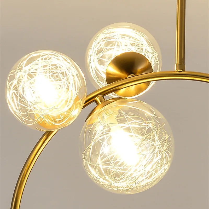 Afralia™ Gold Glass Ball Chandelier for Living Room Kitchen Bedroom - 220V 110V