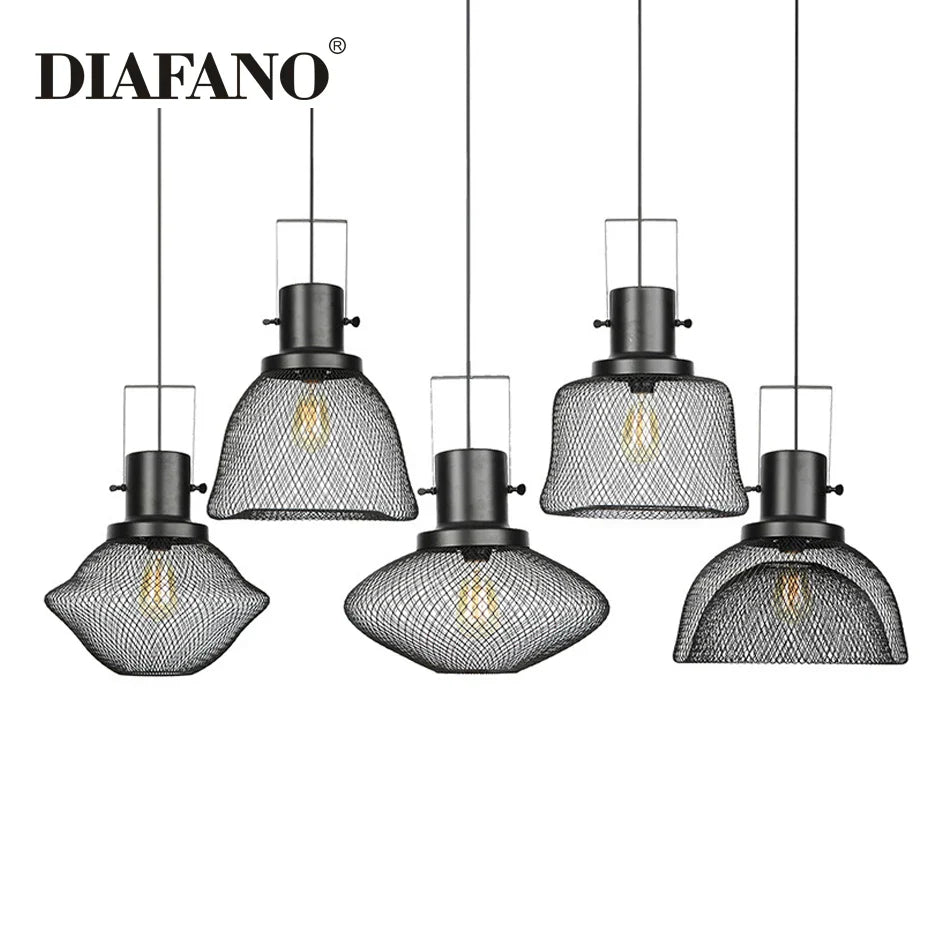 Afralia™ Cage Pendant Light: Nordic LED Minimalist Industrial Dining Lamp