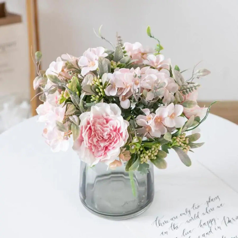 Afralia™ Silk Peony Hydrangea Bouquet - Home Garden Wedding Party Decoration