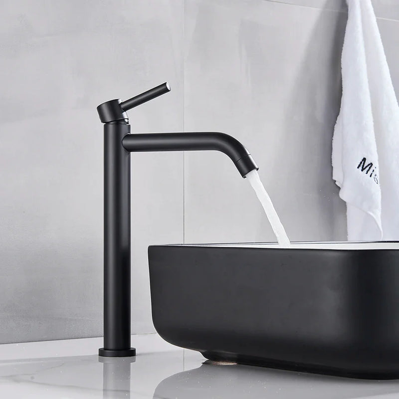 Afralia™ Uythner Black Basin Mixer Faucet for Bathroom Vessel Washbasin, Hot and Cold Water Tap