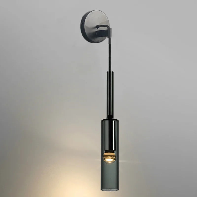 Afralia™ Smoky Gray Glass Wall Light Modern Bar Living Room LED Sconce Fixture