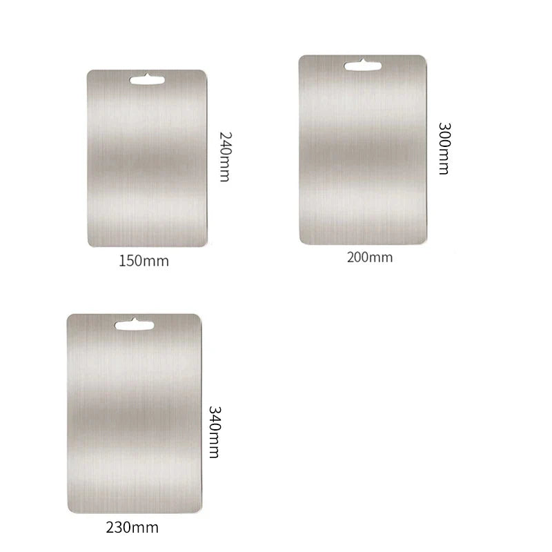 Afralia™ Stainless Steel Chopping Block Cutting Board effective for fruits, vegetables, and meat.