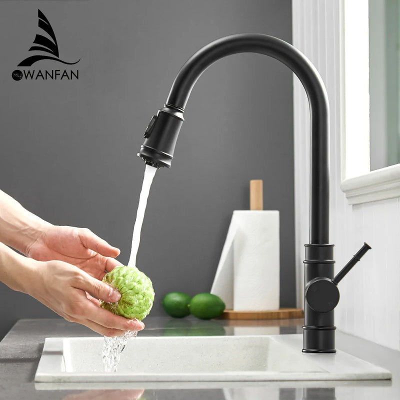 Afralia™ Black Single Handle Pull Out Kitchen Faucet Swivel 360° Water Mixer Tap