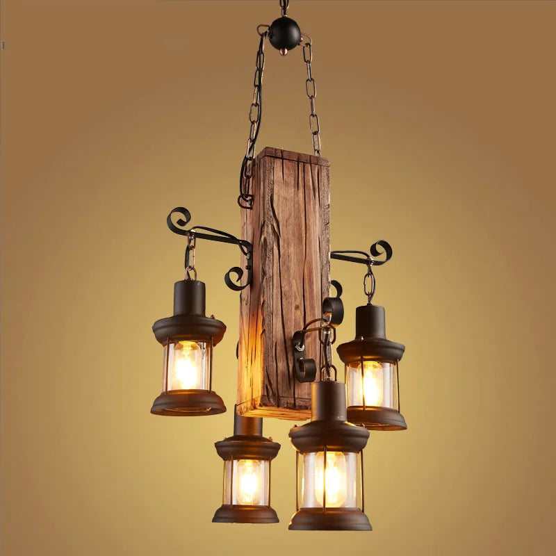 Afralia™ Wood Pendant Lamp: Industrial, Glass Table Lamp for Living, Dining, Bedroom