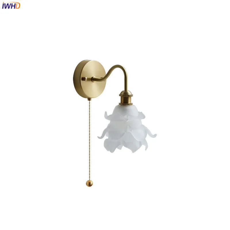 Afralia™ Flower Glass Copper Wall Sconce LED Light Nordic Modern Wandlamp