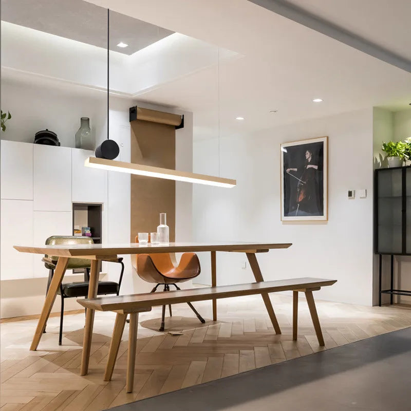 Afralia™ Linear LED Gold Pendant Light for Island, Restaurant, Bar - Nordic Designer Style