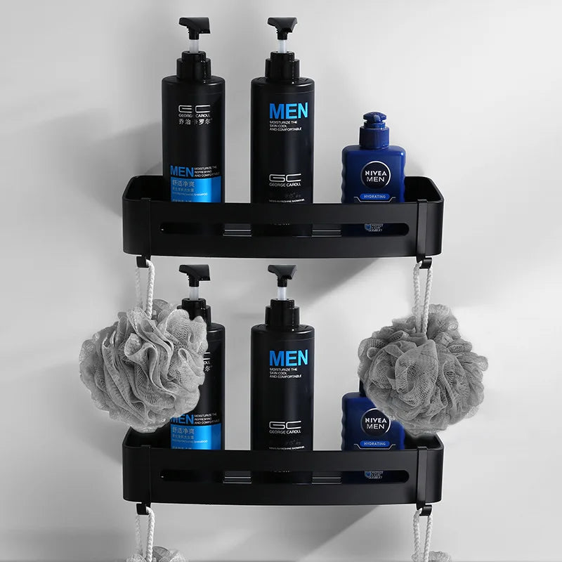 Afralia™ Aluminum Black Bathroom Hardware Set: Towel Holder, Paper Holder, Corner Shelf, Towel Rack, Toilet Brush Holder
