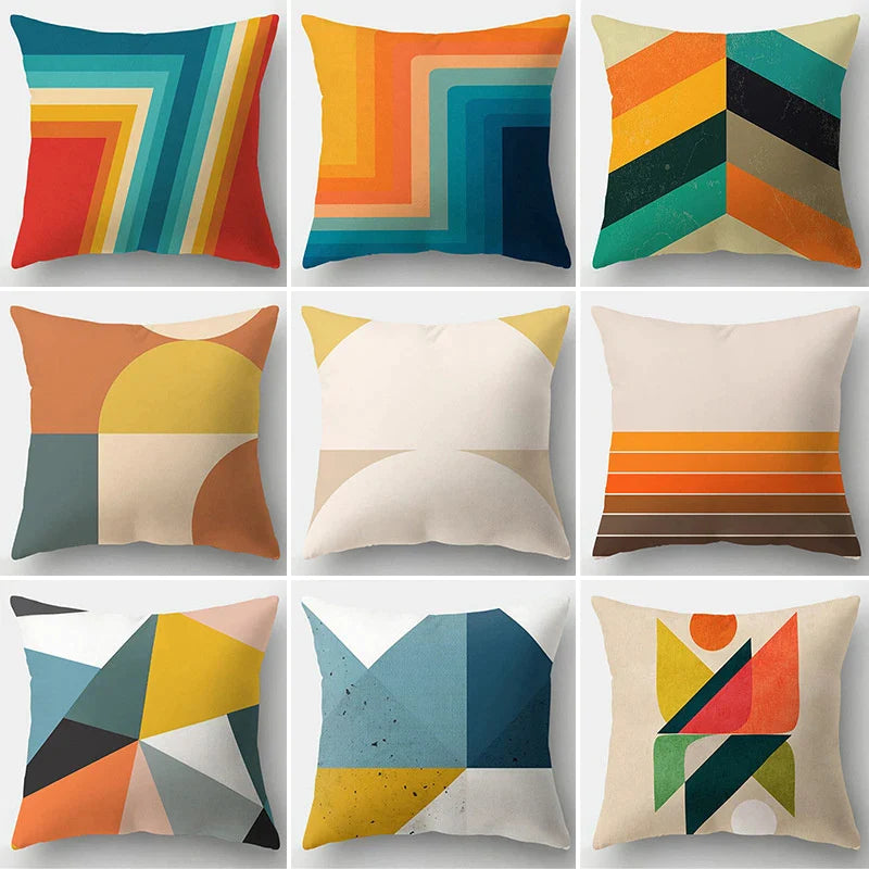 Afralia™ Geometric Stripe Patchwork Pillow Case | Home Decor Sofa Cushion Cover