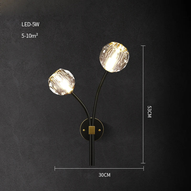 Afralia™ Crystal Stone Designer LED Wall Sconce for Bedroom and Corridor