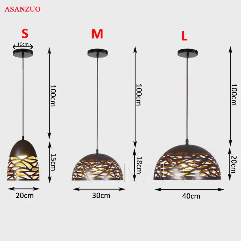 Afralia™ Retro Industrial Semicircle Hollow Pendant Light - Vintage Metal Hanging Lamp for Home Decor