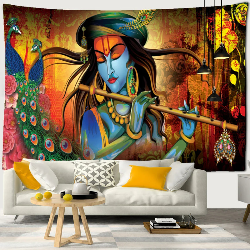 Afralia™ Boho Elephant Mandala Tapestry Wall Hanging for Colorful 3D Home Decor