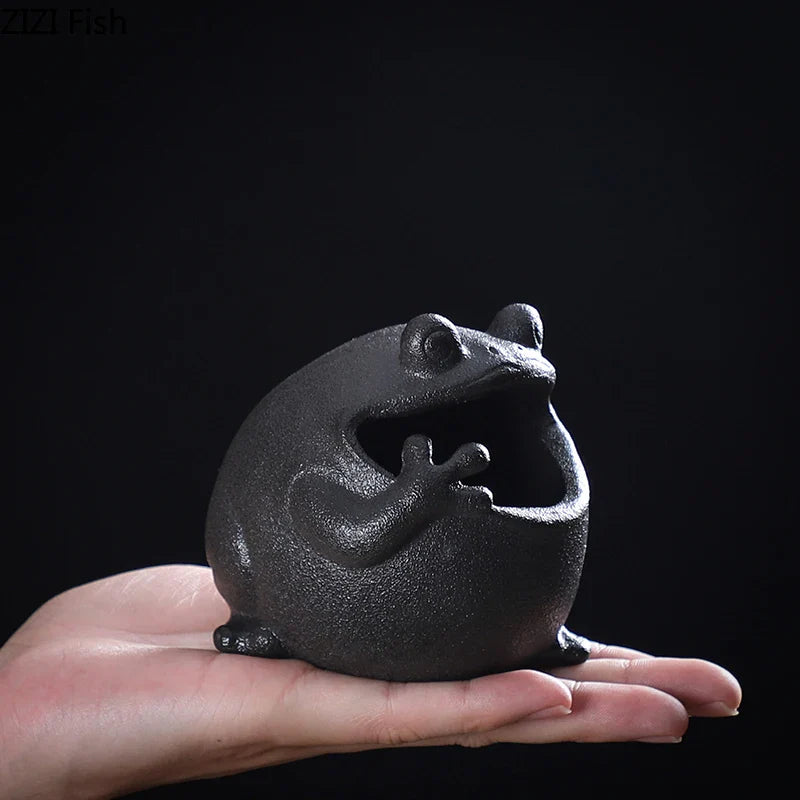 Afralia™ Cute Big Belly Frog Cartoon Ceramic Ashtray Decor Gift for Boyfriend