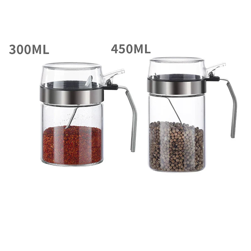 Afralia™ Glass Seasoning Pot with PP Lid Kitchen Supplies