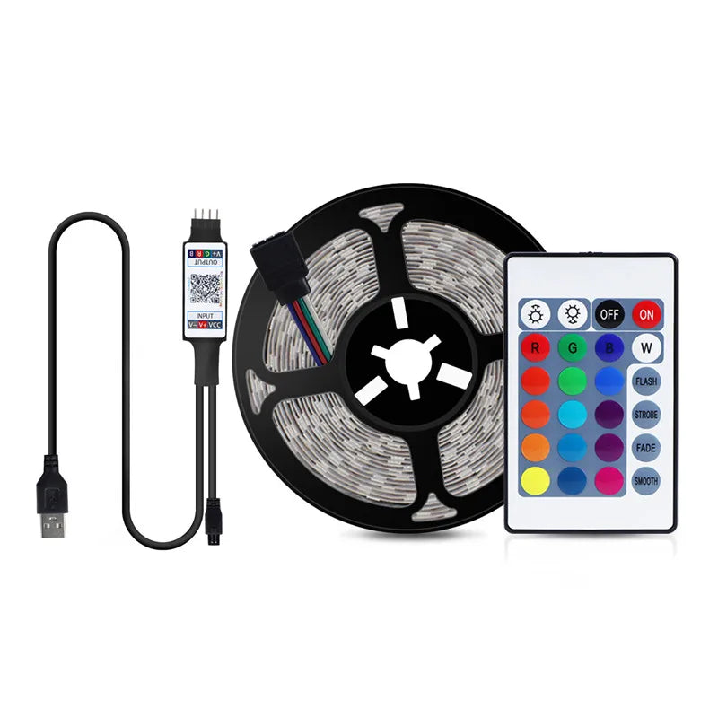 Afralia™ Bluetooth RGB LED Strip Light + 24-Key Controller – 1M-5M Length