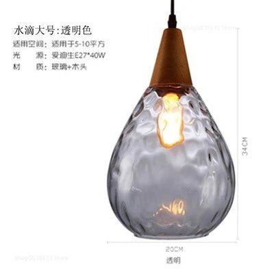 Afralia™ Nordic Water Grain Glass Pendant Lights for Living Room, Kitchen, Restaurant, Bar - Retro Simple Hanging Lamps
