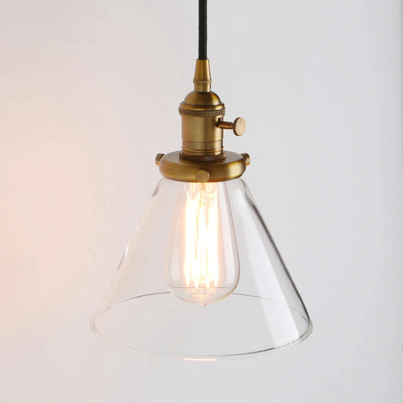 Afralia™ Funnel Flared Glass Clear Glass Pendant Light Fixture