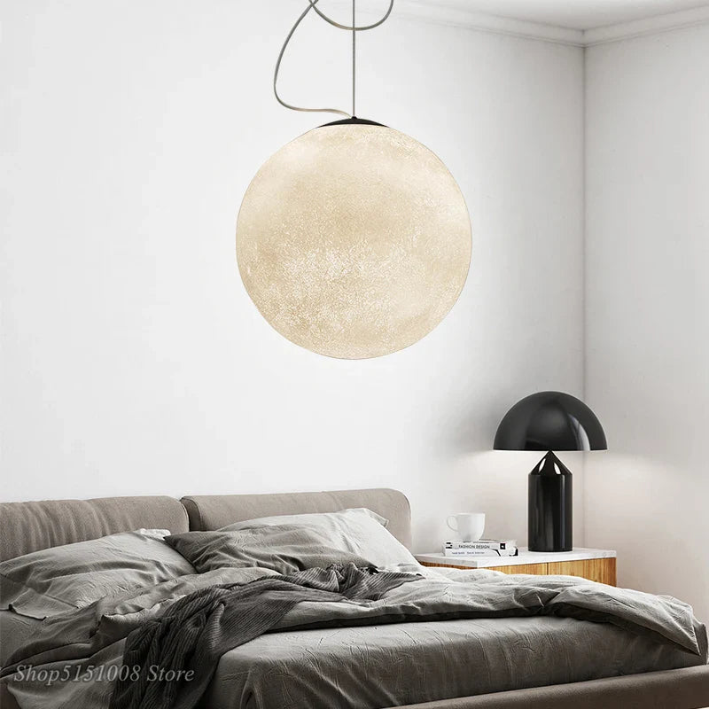 Afralia™ Nordic Moon Light Ball Pendant Lamp Resin Dining Coffee Living Room Design