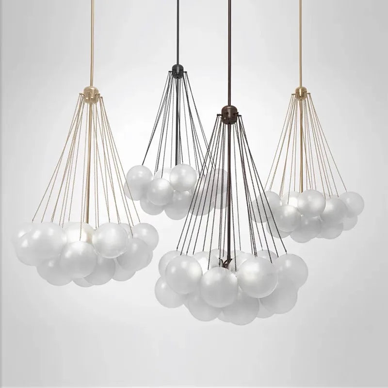 Afralia™ Modern Glass Ball Chandelier LED Lighting Fixtures for Restaurant and Children's Room