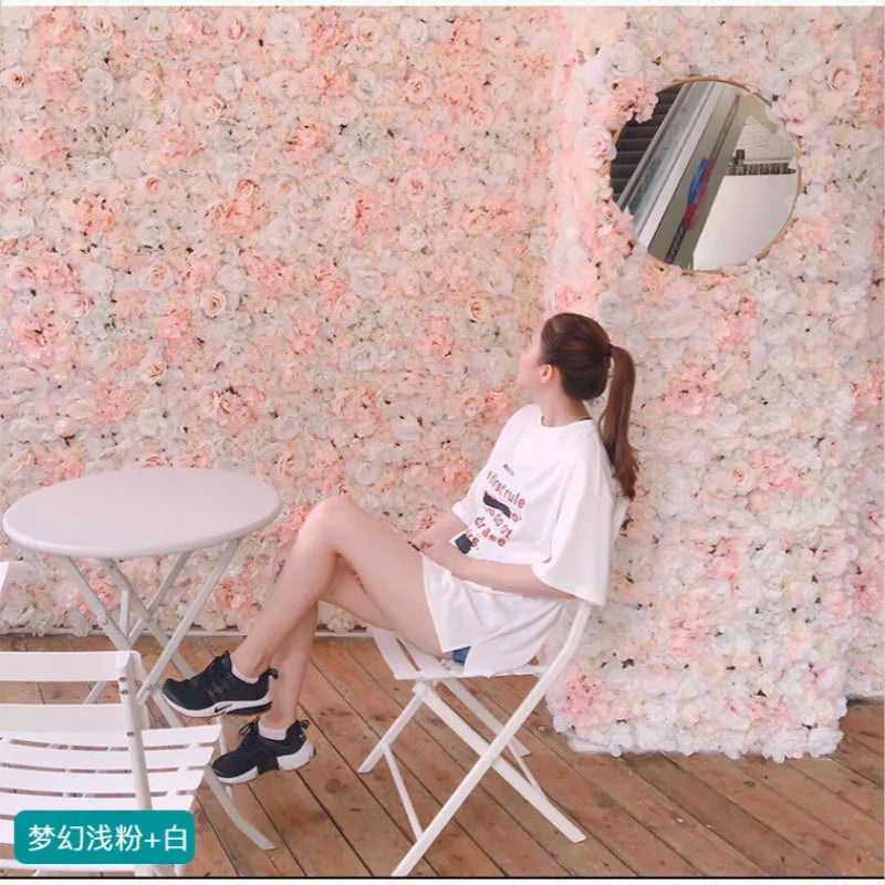 Afralia™ Silk Rose Flower Wall Wedding Christmas Decoration Silk Hydrangea Backdrop