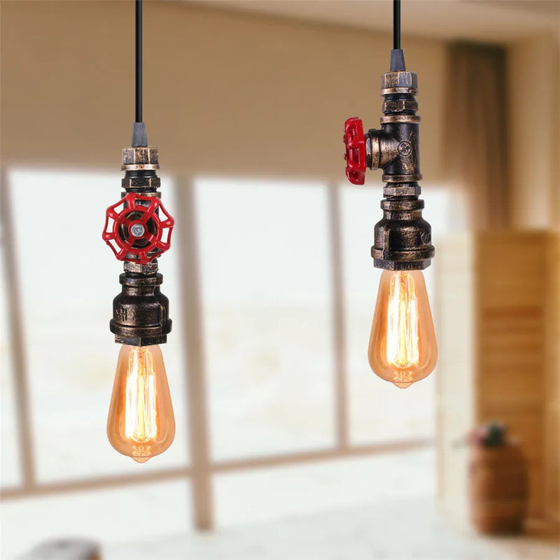 Afralia™ Steampunk Metal Pipe Pendant Lights for Balcony Stairs Cafe Bar Bedroom