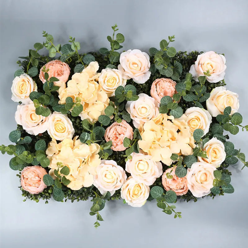 Afralia™ Romantic Pink Silk Rose Flower Wall for Wedding Party Celebration