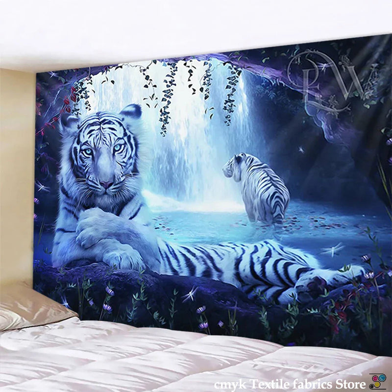 Afralia™ Tiger Pattern Luxury Wall Tapestry for Modern Home Decor