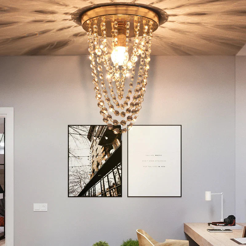Afralia™ Crystal Sun Flower Ceiling Chandelier - Golden/Silver for Foyer, Bedroom, Aisle Decor