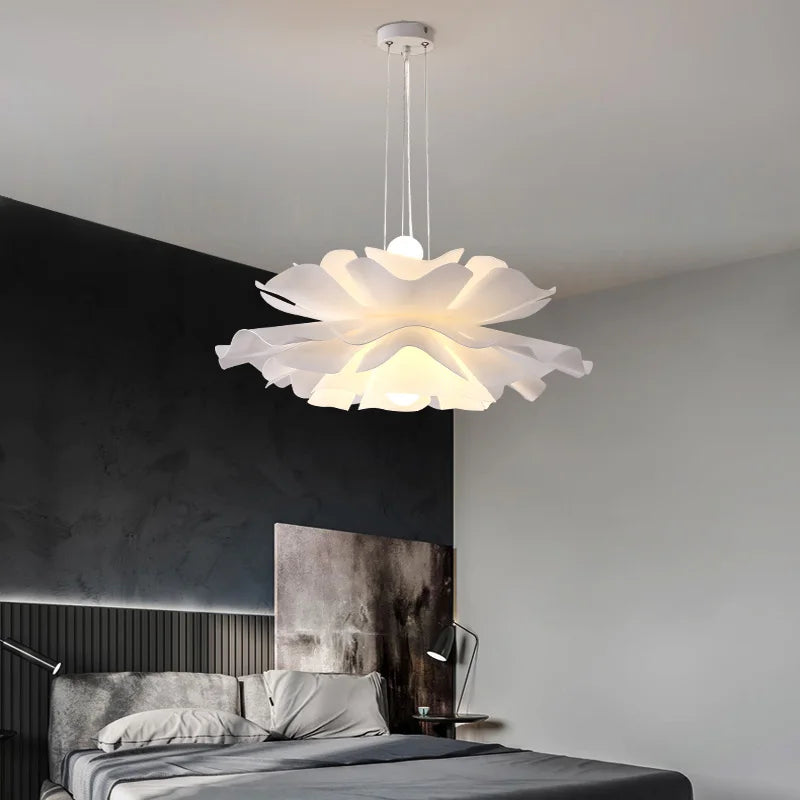 Afralia™ White Flower Pendant Lamp Acrylic Lampshade for Living Room