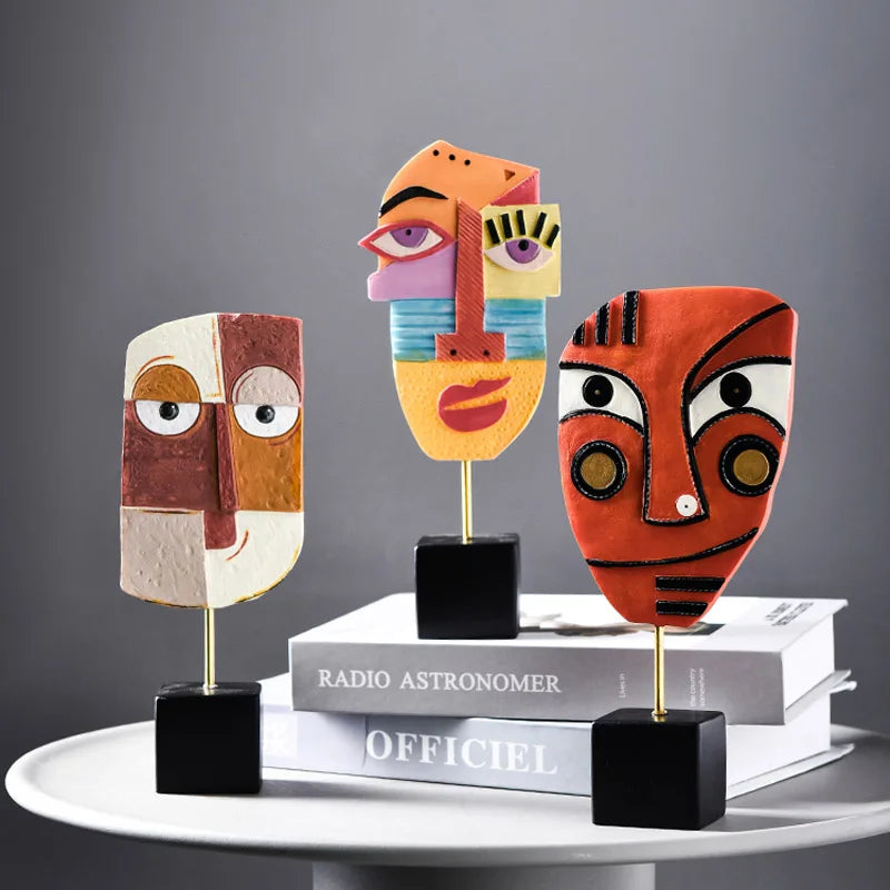 Afralia™ Resin Face Art Abstract Tabletop Figurines Home Decoration Ornament