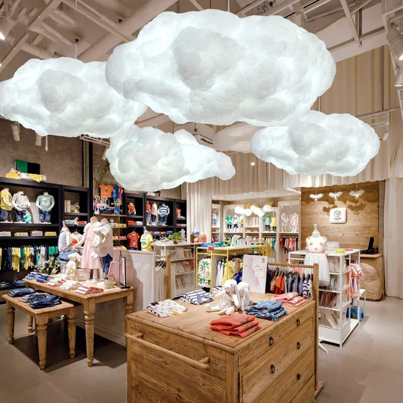 Afralia™ Cloud Pendant Lamp: Creative White Cotton LED Hanging Light for Kids and Coffee Room