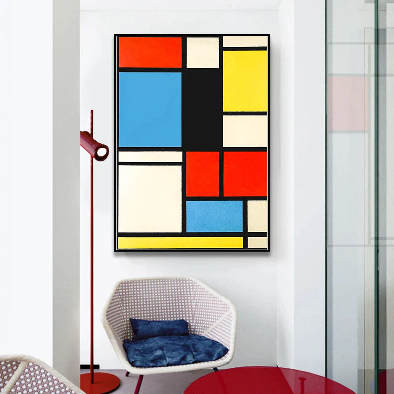 Afralia™ Mondrian Style Geometry Canvas Print Home Decor