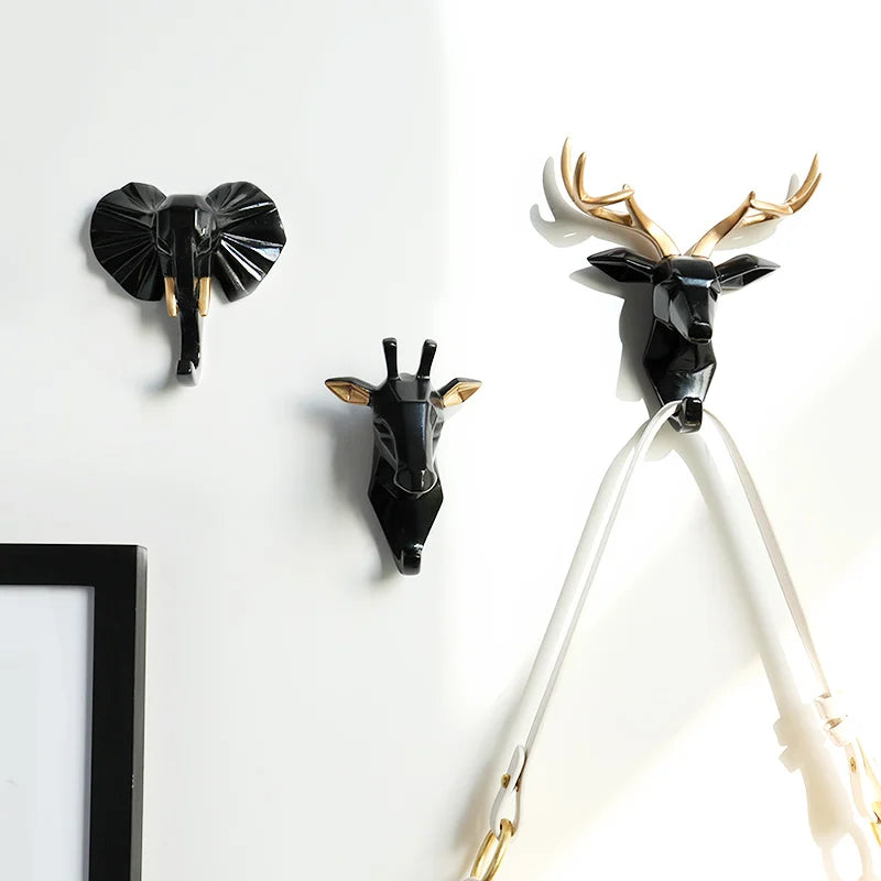 Resin Animals Head Wall Hook for Decorative Hanging by Afralia™